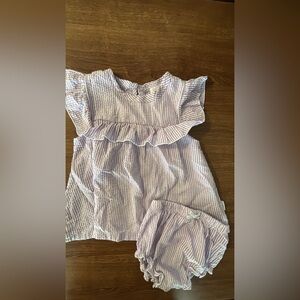 Purple Striped Baby Dress with Ruffle
